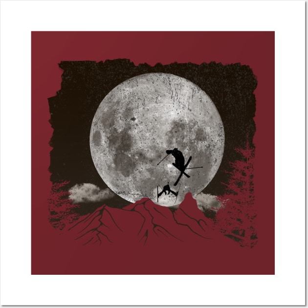 Skiing Freestyle - Black Moon Wall Art by MerlinArt